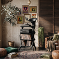 Mid Century Vinyl Record Cabinet, Tall Solid Wood Display Stand