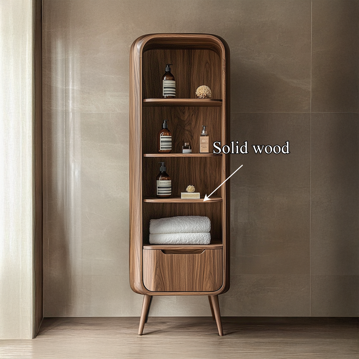 Luxury Sculptural Tall Cabinet For Bathroom Storage And Spa Interior