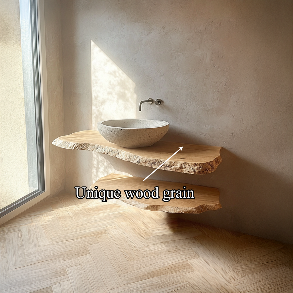 Reclaimed Wood Floating Vanity Shelf, Rustic Double Sink Bathroom Top