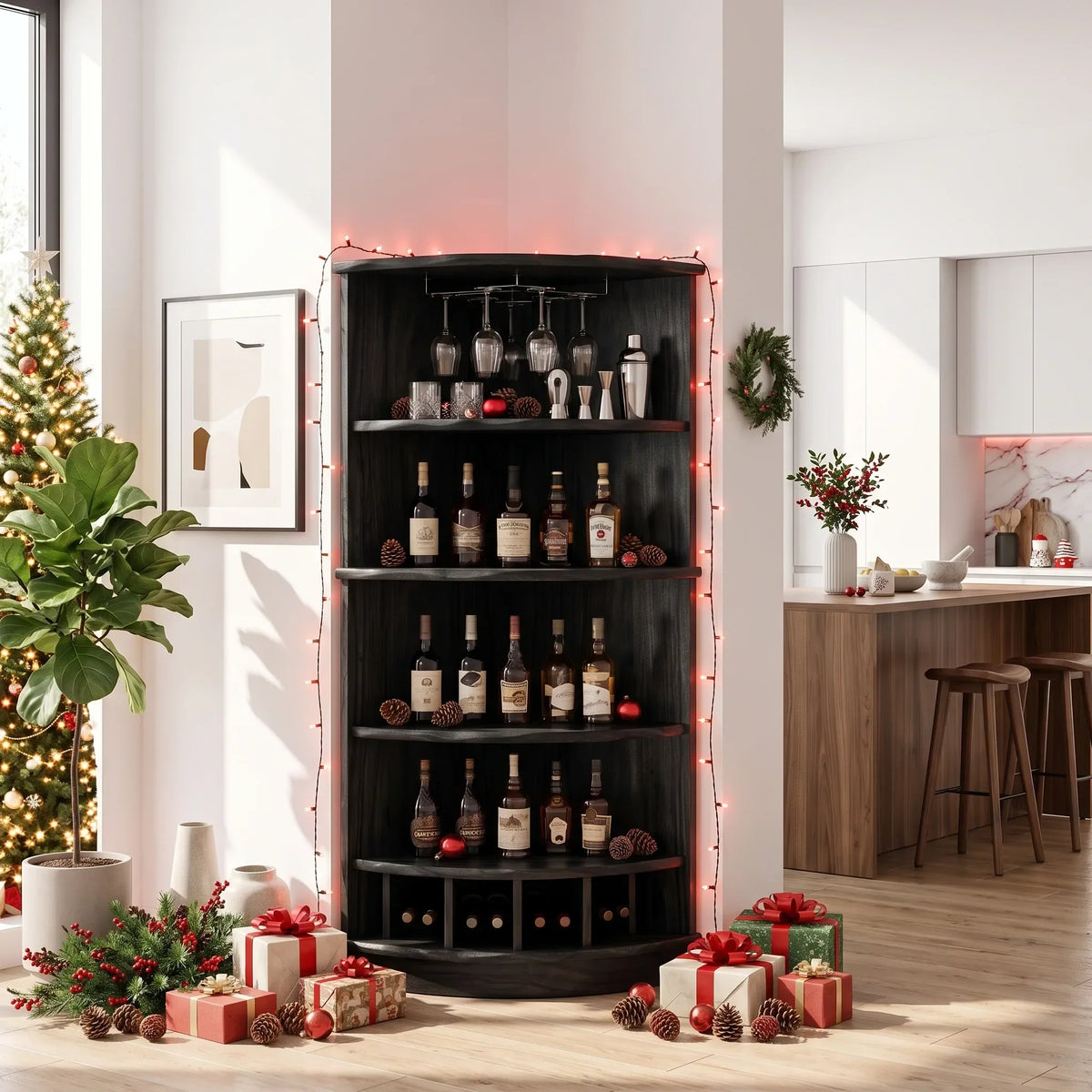 Handcrafted Xmas Corner Wine Cabinet Dining Room