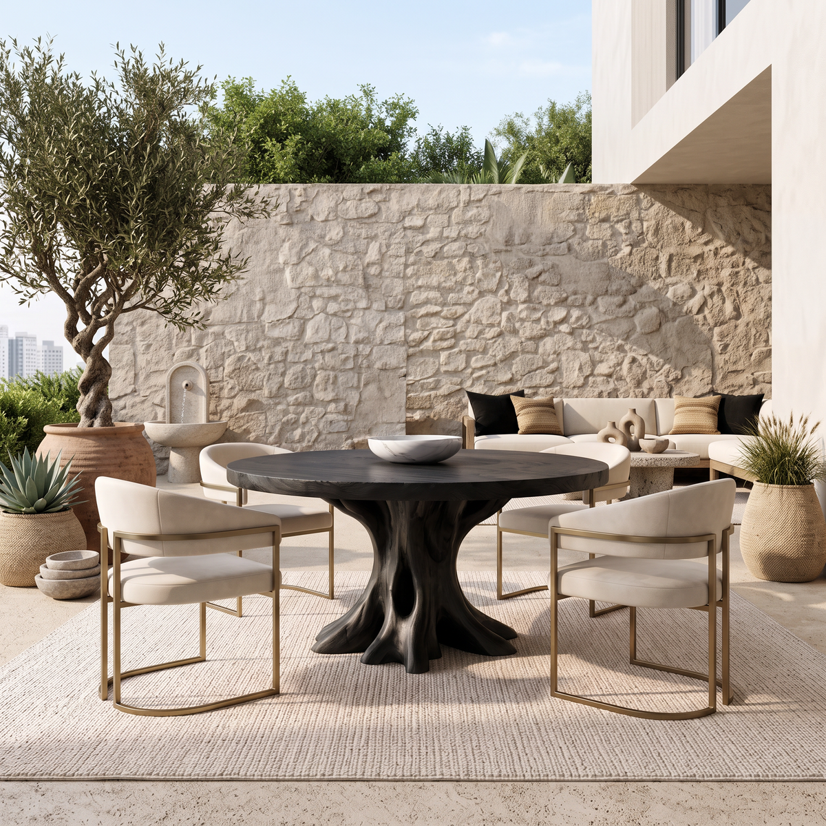 Contemporary Round Dining Table Inspired Tree Pedestal For Luxury