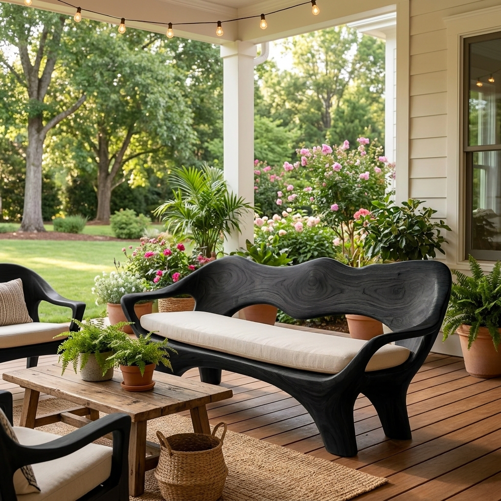 Luxury Sculptural Wooden Sofa For Living Room