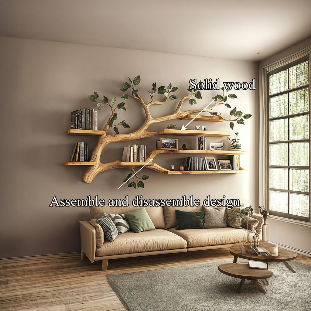 Tree Wall Bookshelf, Rustic Natural Branch Floating Book Display