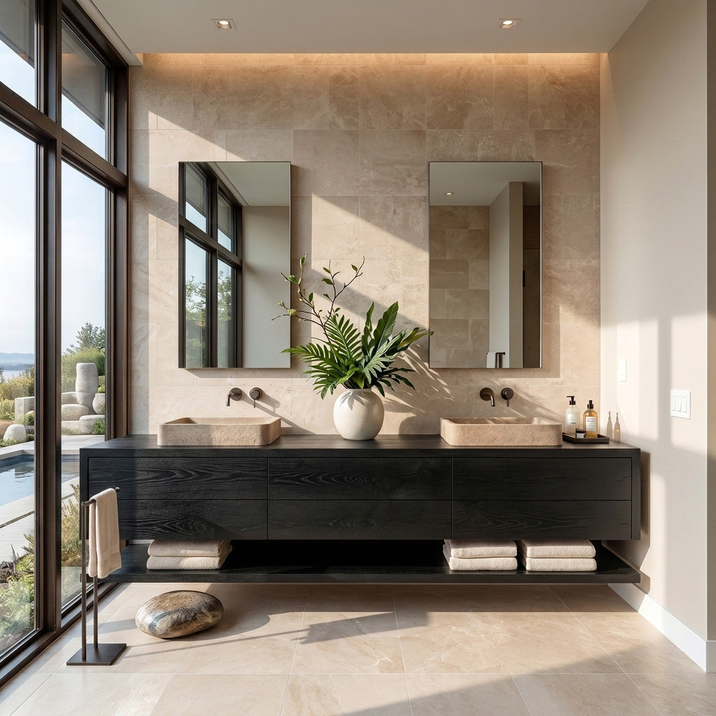 Contemporary Floating Bathroom Vanity With Multiple Drawers For