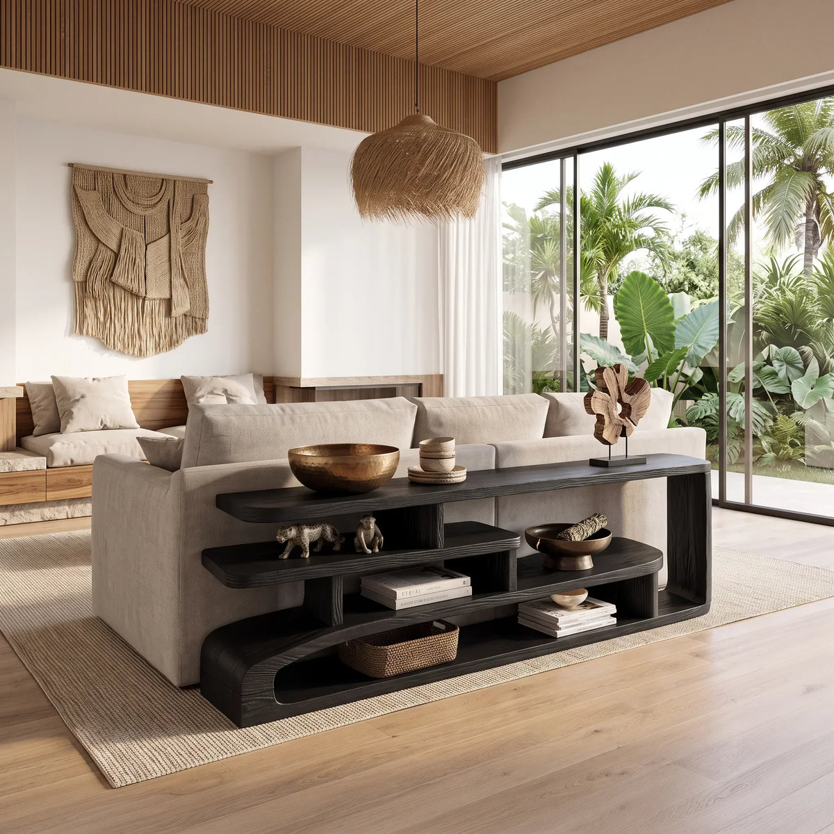 Contemporary Layered Console Table For Modern Hallway