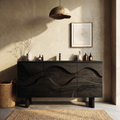 Bathroom Vanity Cabinet, Wave Front Sculptural Solid Wood Design