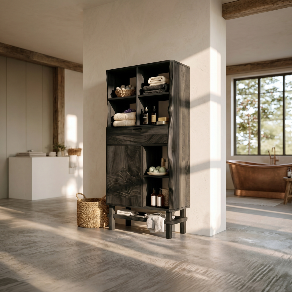 Contemporary Curved Display Cabinet Lake House
