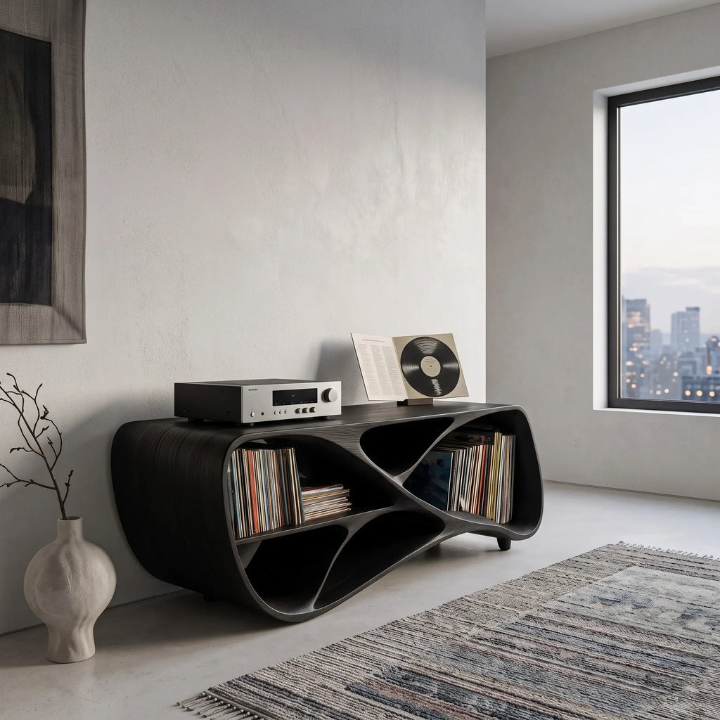 Contemporary Wooden Record Player Console For Living Room