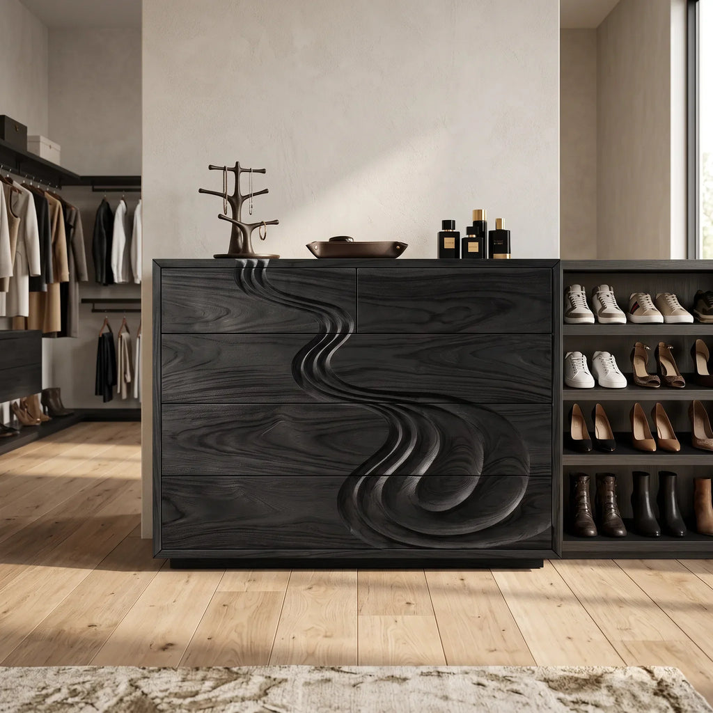 Contemporary Carved Bedroom Dresser For Master Suite