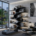 Sculptural Wood Bookshelf, Organic Modern Bookcase for Living Room