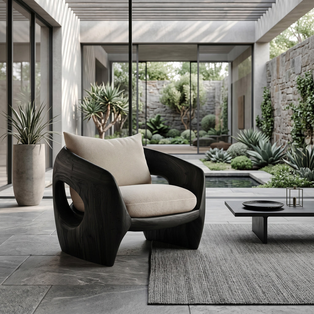 Luxury Sculptural Wooden Armchair For Reading Nook