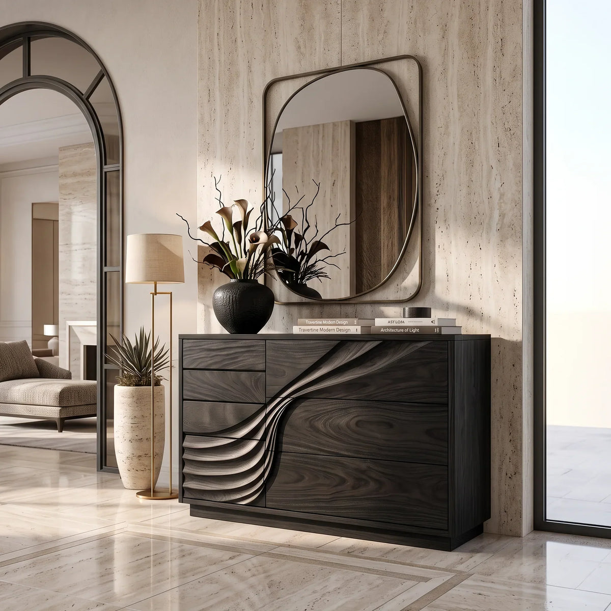 Contemporary Flowing Dresser Drawer For Bedroom Interior