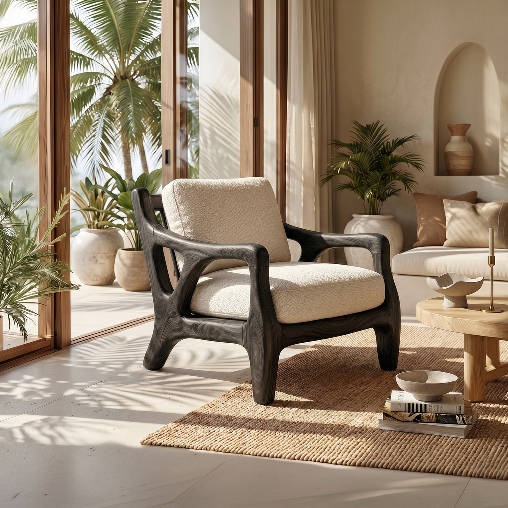 Luxury Resort Style Wooden Lounge Chair Poolside Patio
