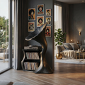 Tall Record Player Stand, Hardwood Cube Vinyl Storage for Living Room