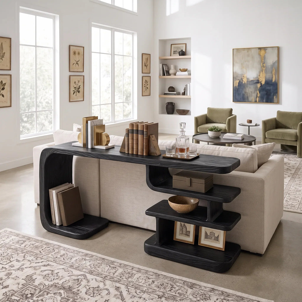 Contemporary Layered Shelf Console For Living Room