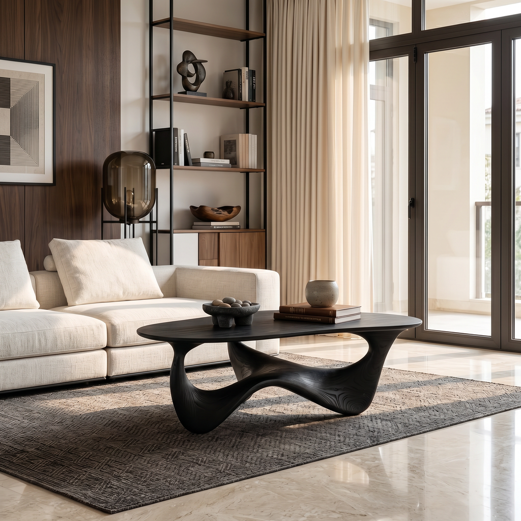 Live Edge Coffee Table, Rustic Solid Wood Low Table for Living Room