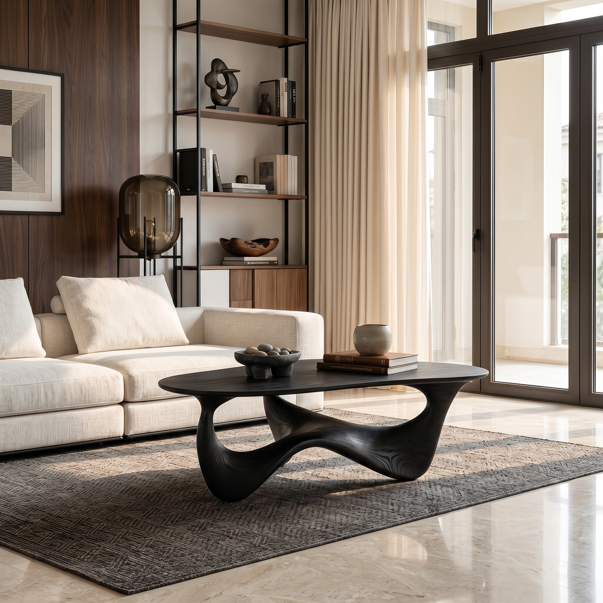Live Edge Coffee Table, Rustic Solid Wood Low Table for Living Room