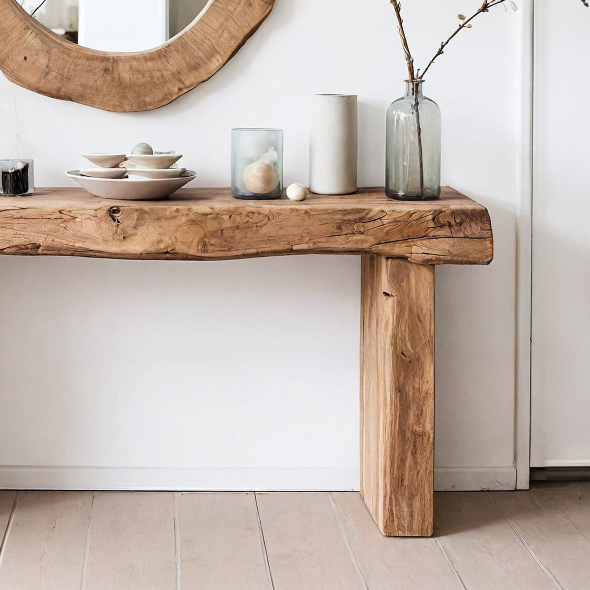 Entryway Console Table, Rustic Solid Wood Hallway Table