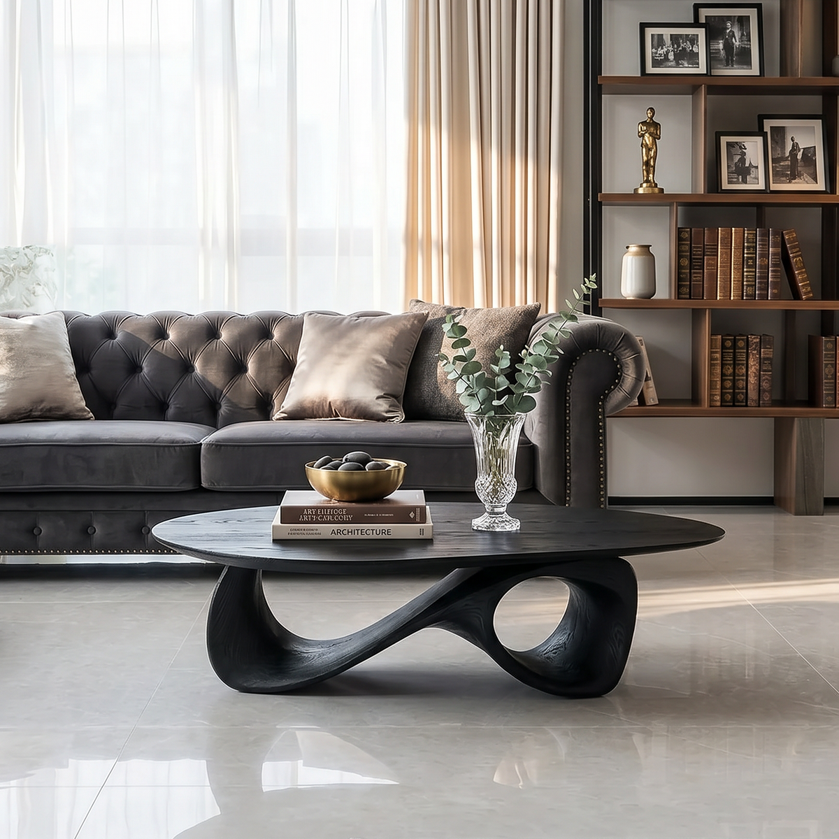 Rustic Coffee Table, Low Solid Wood Center Table for Living Room