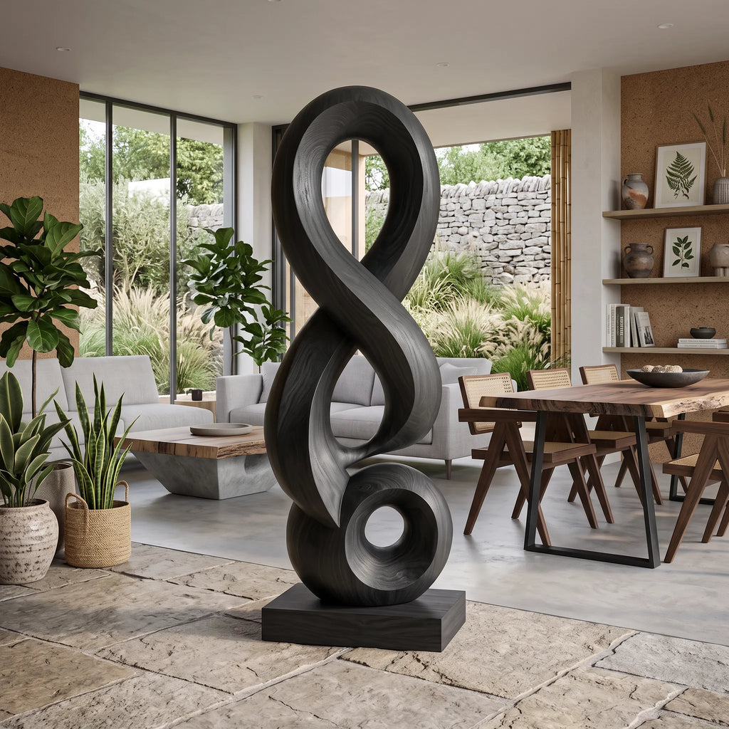 Handcrafted Abstract Wooden Sculpture For Luxury Patio Decor