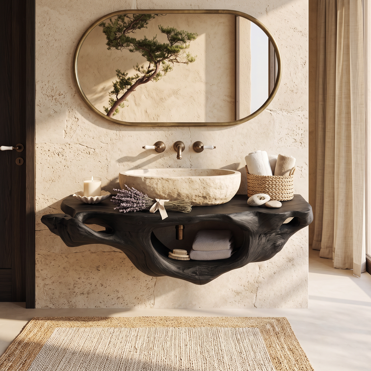 Farmhouse Live Edge Vanity For Bathroom Decor Ideas