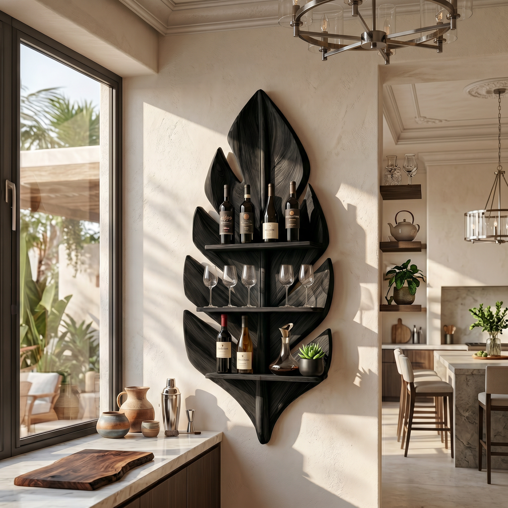 Handcrafted Wall Wine Rack For Apartment Beverage Accent Feature