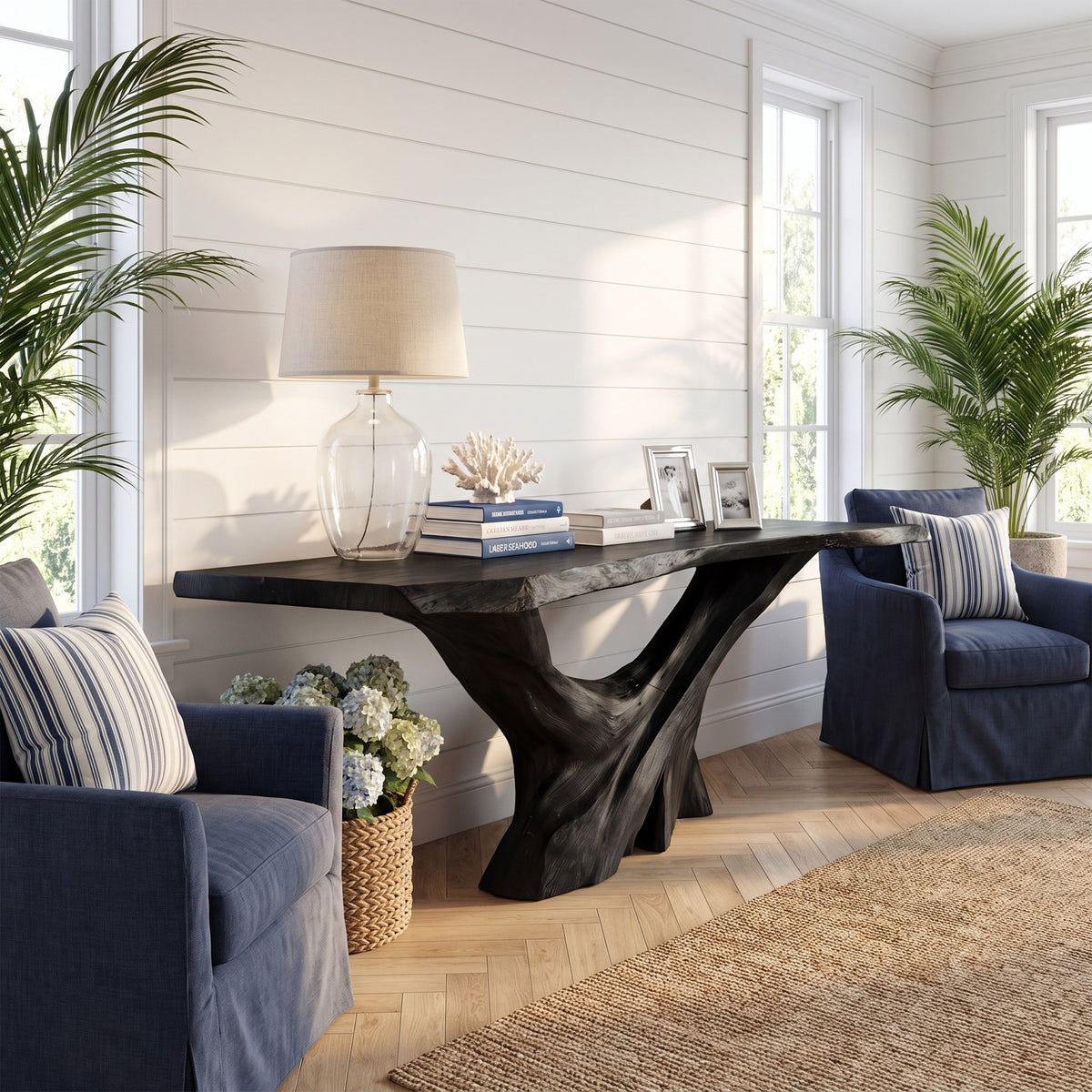 Mid Century Live Edge Console Table Artistic Wood For Furniture Decor