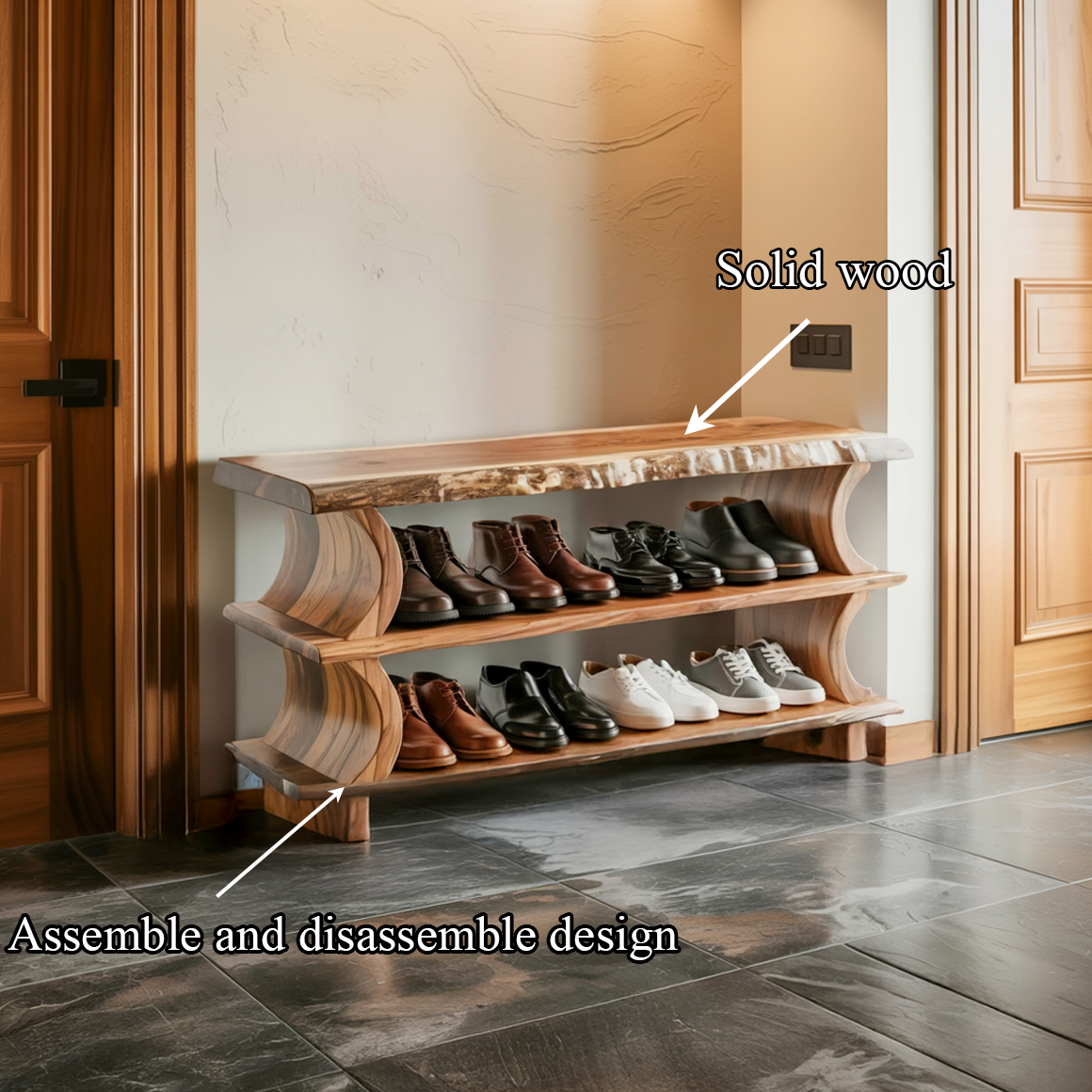 Artistic Wave Shoe Stand Mudroom And Entryway