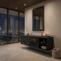 Contemporary Floating Bathroom Vanity With Raised Wave Pattern For