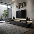 TV Stand, Modern Geometric Mid Century Solid Wood Media Console