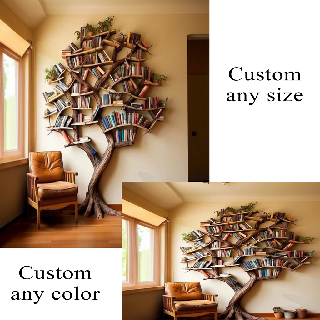 Tree Branch Bookshelf, Floating Solid Wood Wall Shelf Art