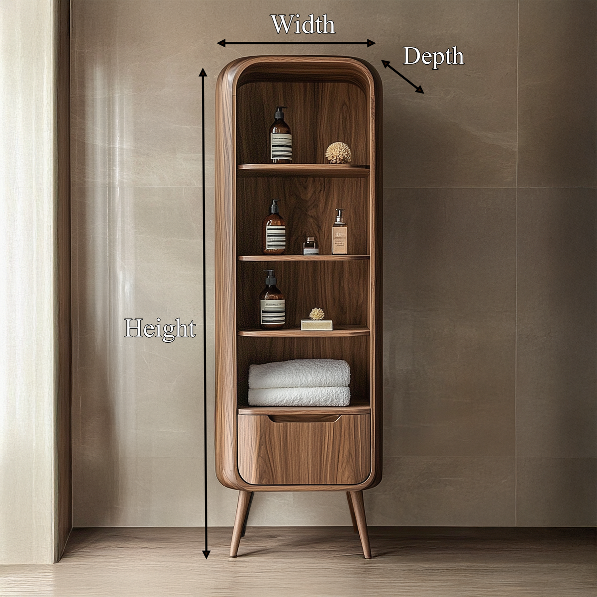 Luxury Sculptural Tall Cabinet For Bathroom Storage And Spa Interior