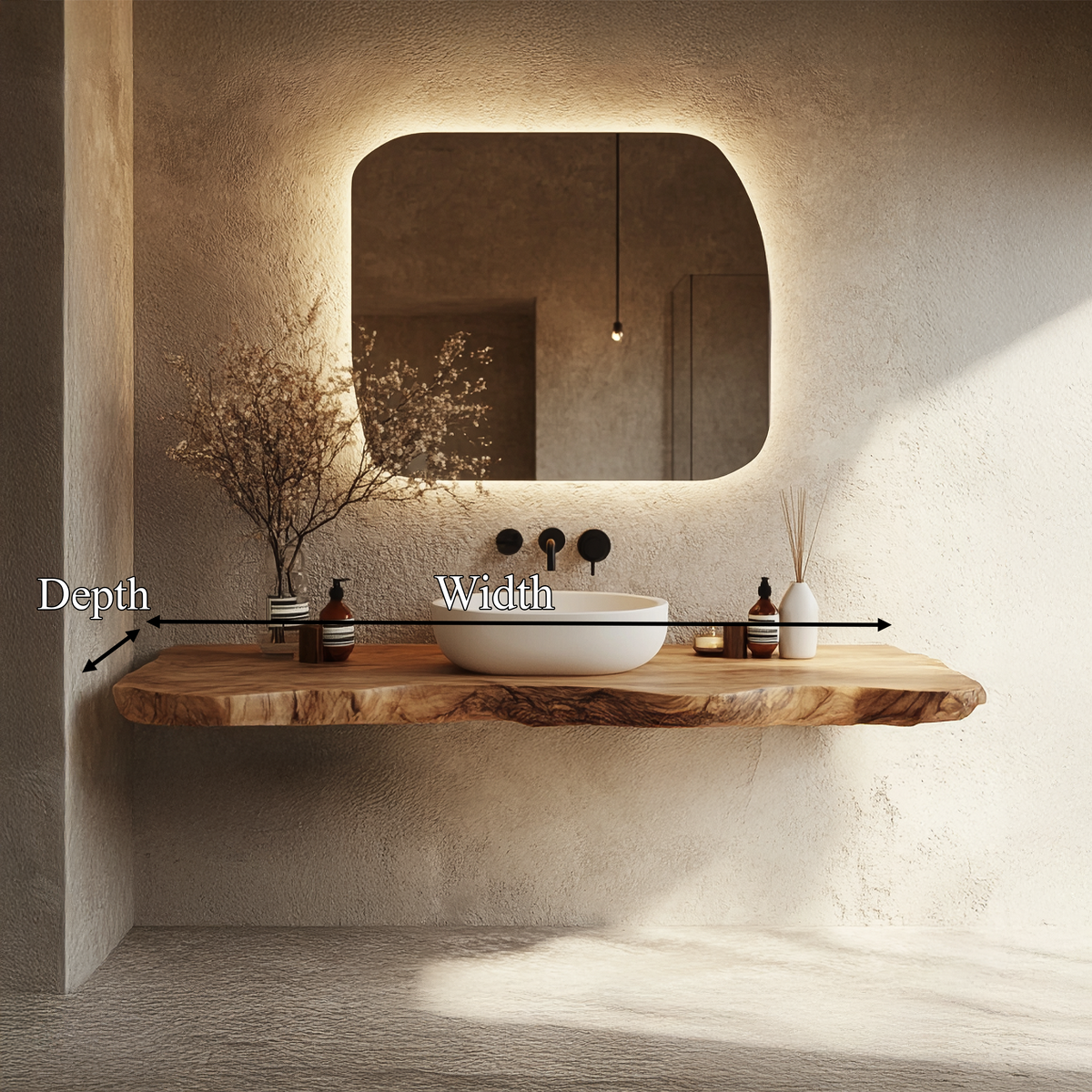 Bathroom Vanity Wall Floating Console Live Edge Shelf