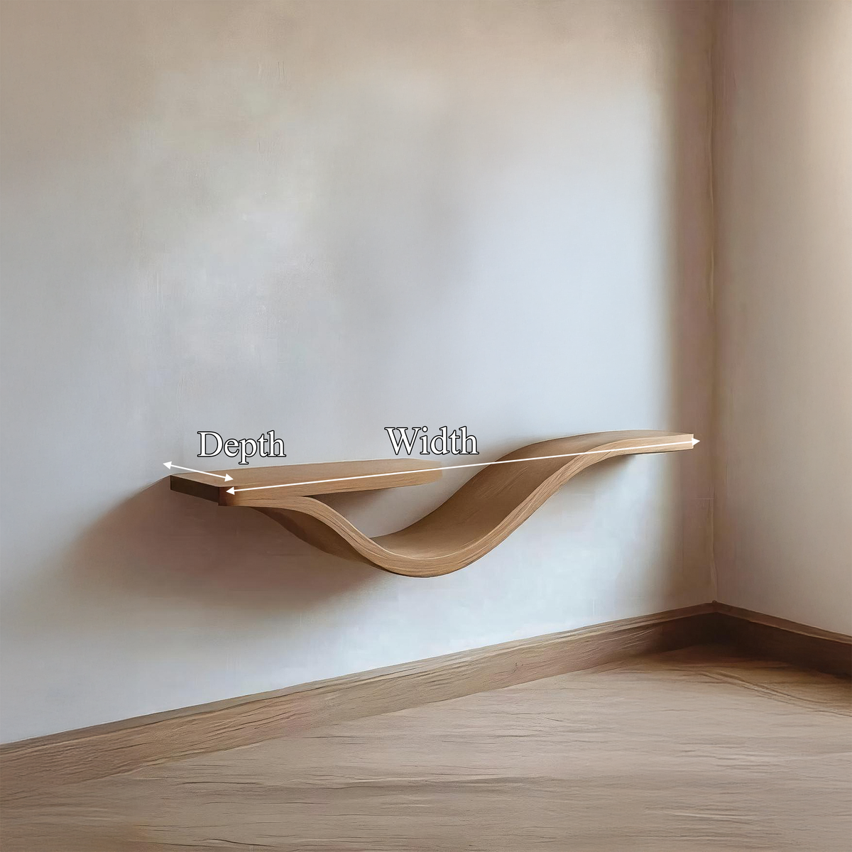 Wavy Floating Shelf, Rustic Live Edge Wall Shelf for Living Room