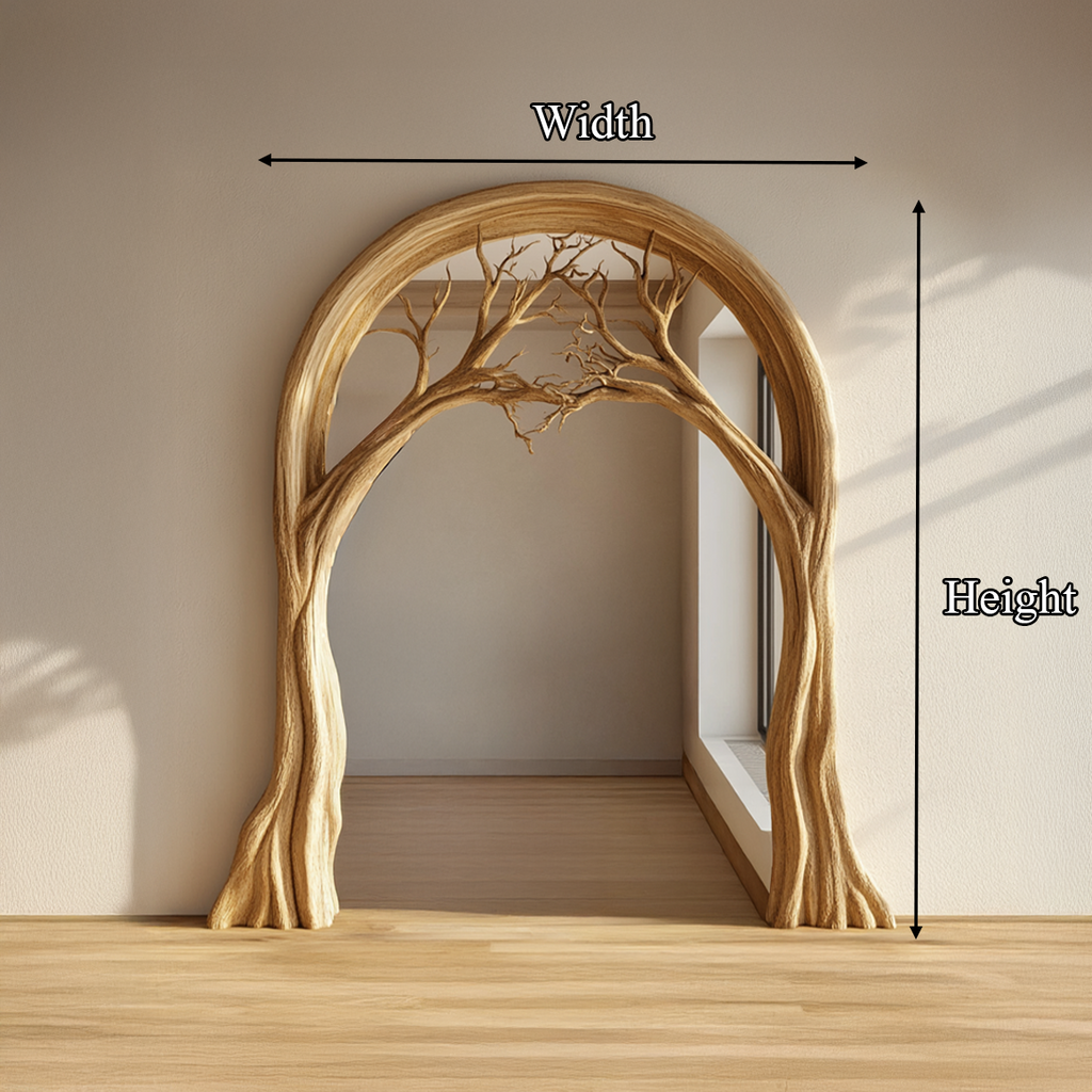 Sculptural Wood Archway, Carved Tree Branch Entryway Arch Installation
