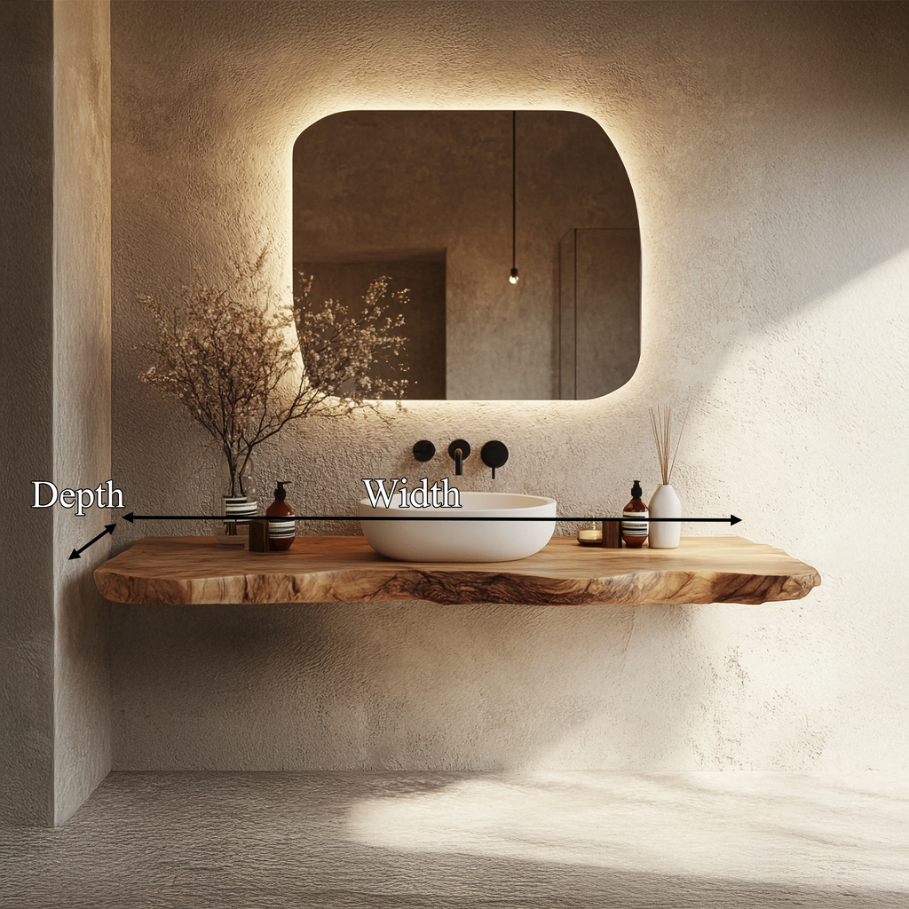 Bathroom Vanity Wall Floating Console Live Edge Shelf
