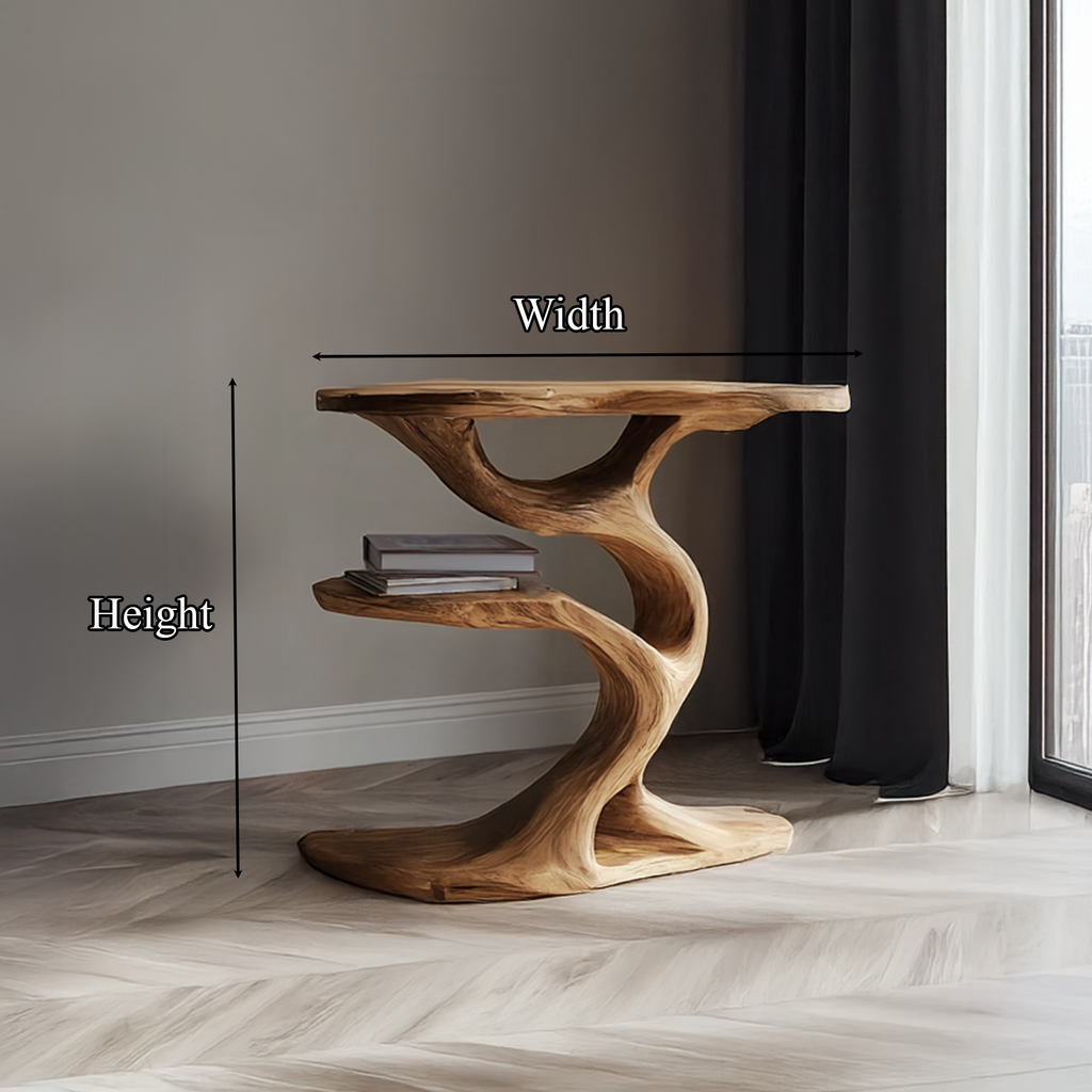 Tree Slab End Table, Live Edge Wood Nightstand for Living Room