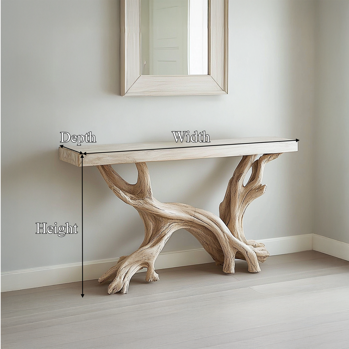Console Table, Rustic Coastal Solid Wood for Living Room and Hallway