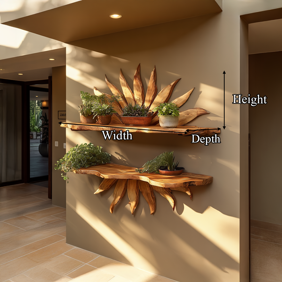 Boho Sun Wall Shelf For Living Room And Interior Decor