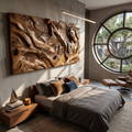 Contemporary Luxe Liberty Wood Wall Art Reception Lobby Interior Design