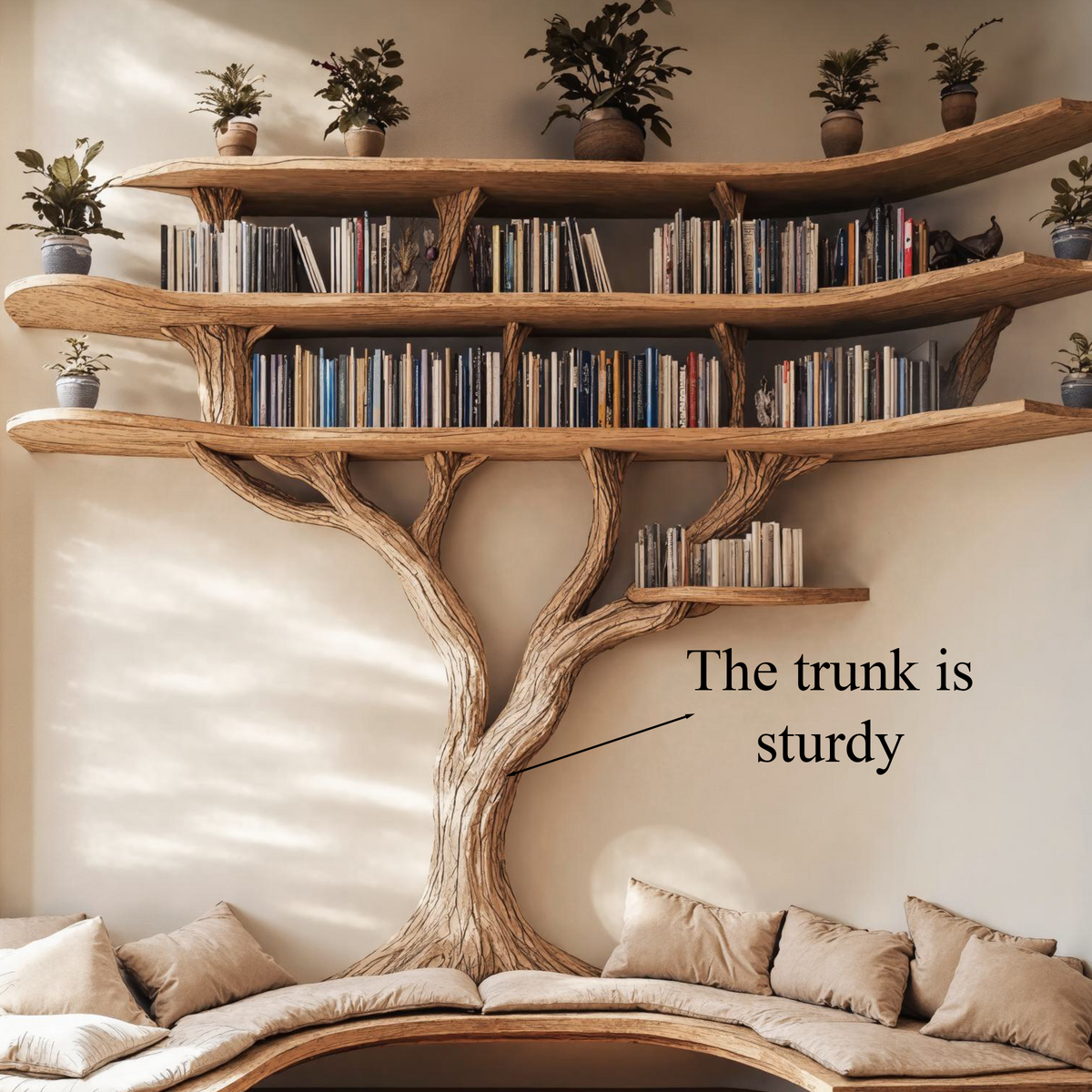Driftwood Branch Tree Bookshelf With U Shaped Bench Custom Corner Bench