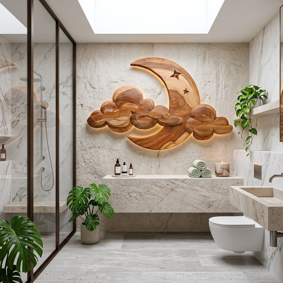 Japandi Carved Wood Wall Art for Dining Room