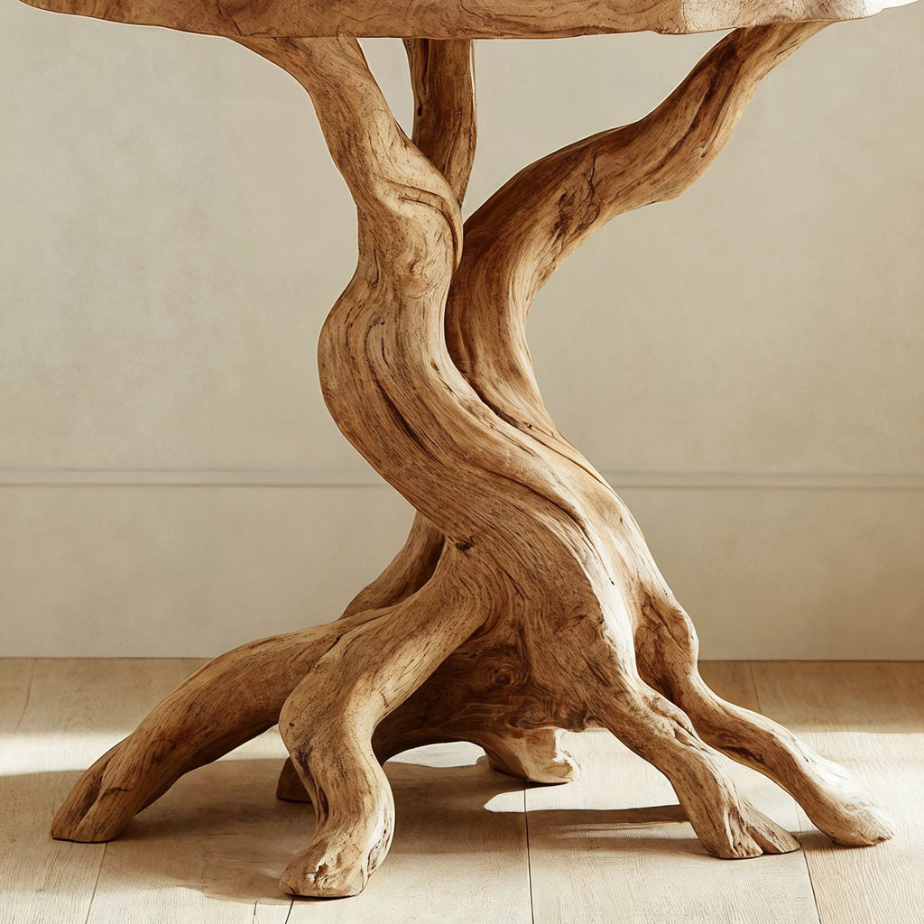 Round End Table, Rustic Solid Wood Sofa Side Table