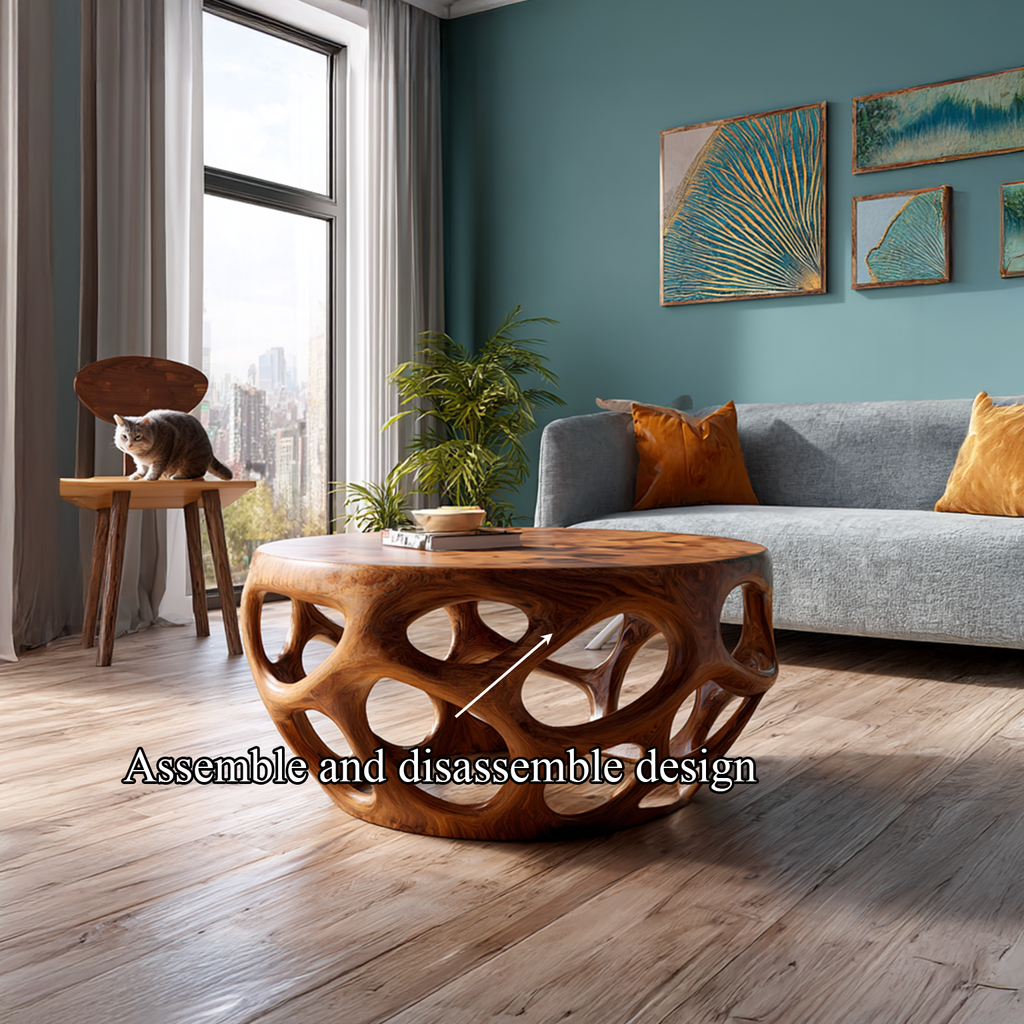 Farmhouse Coffee Table Reclaimed Wood Round Gift