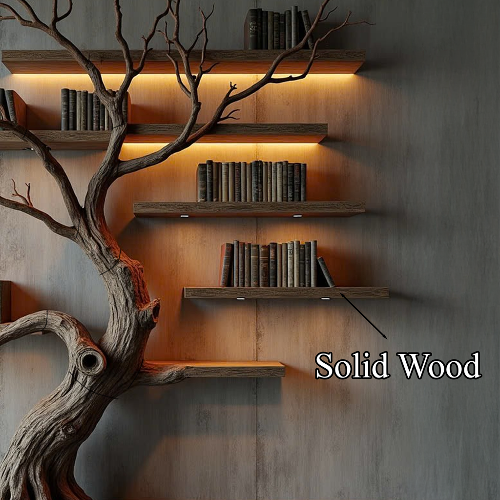Tree Wall Shelf, Handcrafted Wooden Floating Branch Bookshelf