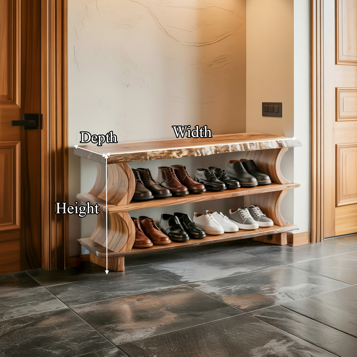 Artistic Wave Shoe Stand Mudroom And Entryway