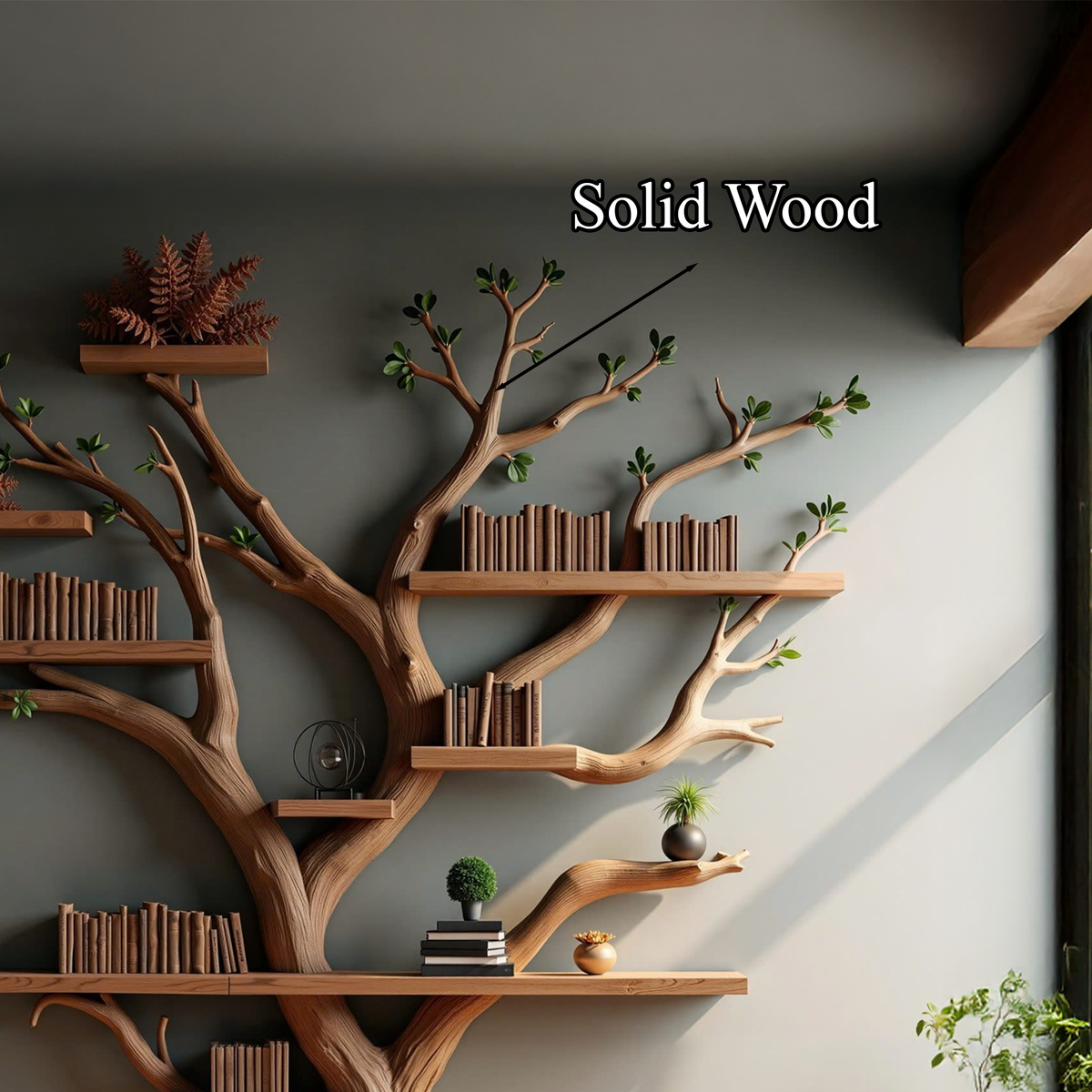 Live Edge Bookshelf Rustic Modern Shelf Decor Home