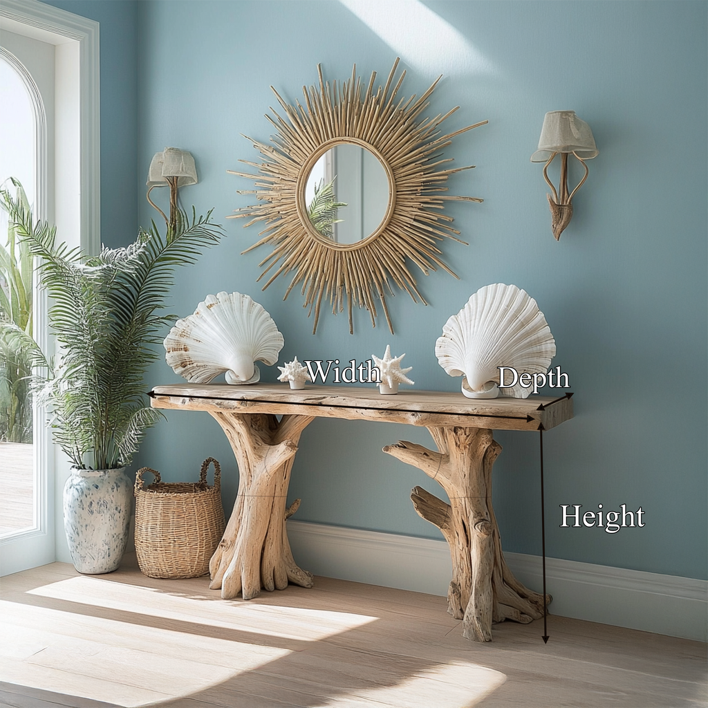 Coastal Driftwood Console Table Natural Tree Trunk Legs