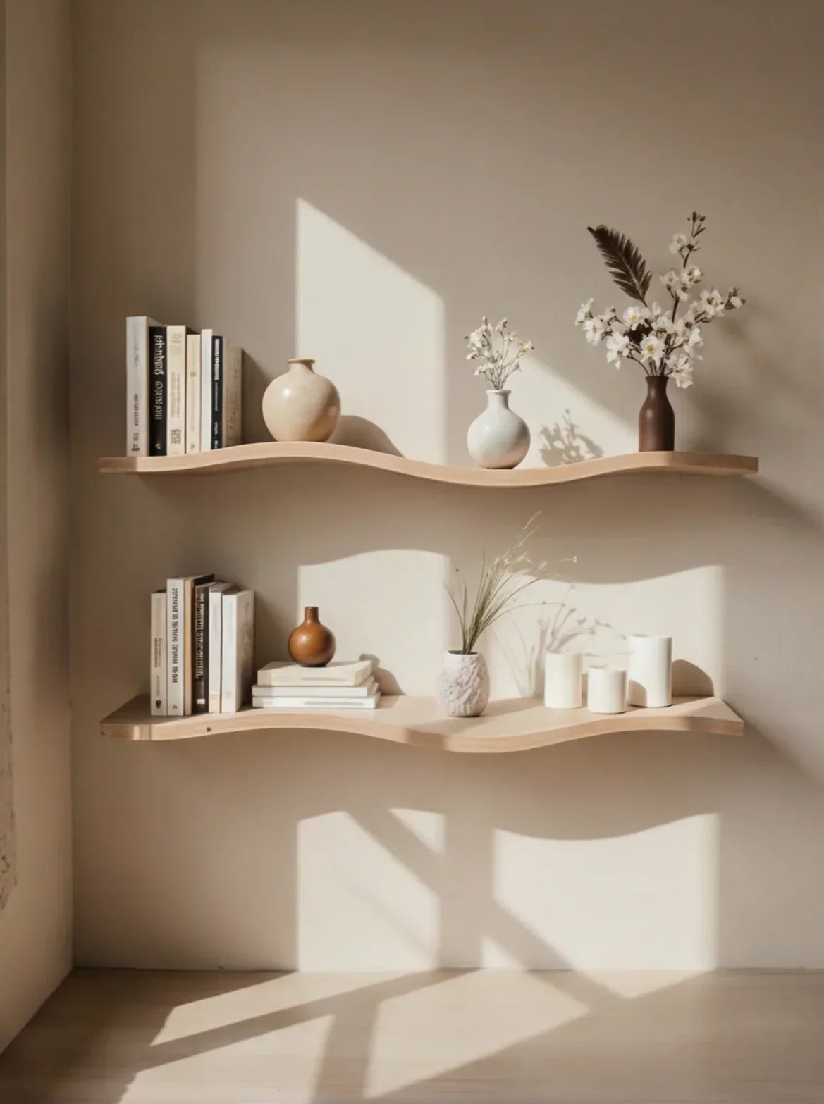 Handcrafted Wavy Rustic Wooden Shelf