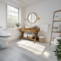 Mid Century Bathroom Vanity Table Natural Wood Modern Home Bathroom